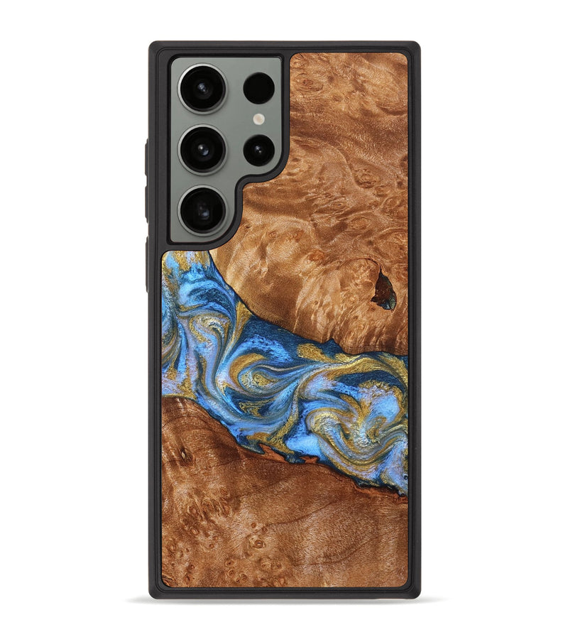 Galaxy S23 Ultra Wood Phone Case - Samir (Teal & Gold, 827053)