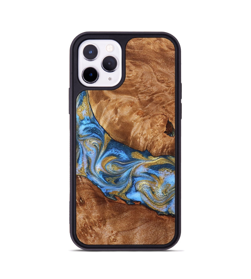 iPhone 11 Pro Wood Phone Case - Samir (Teal & Gold, 827053)