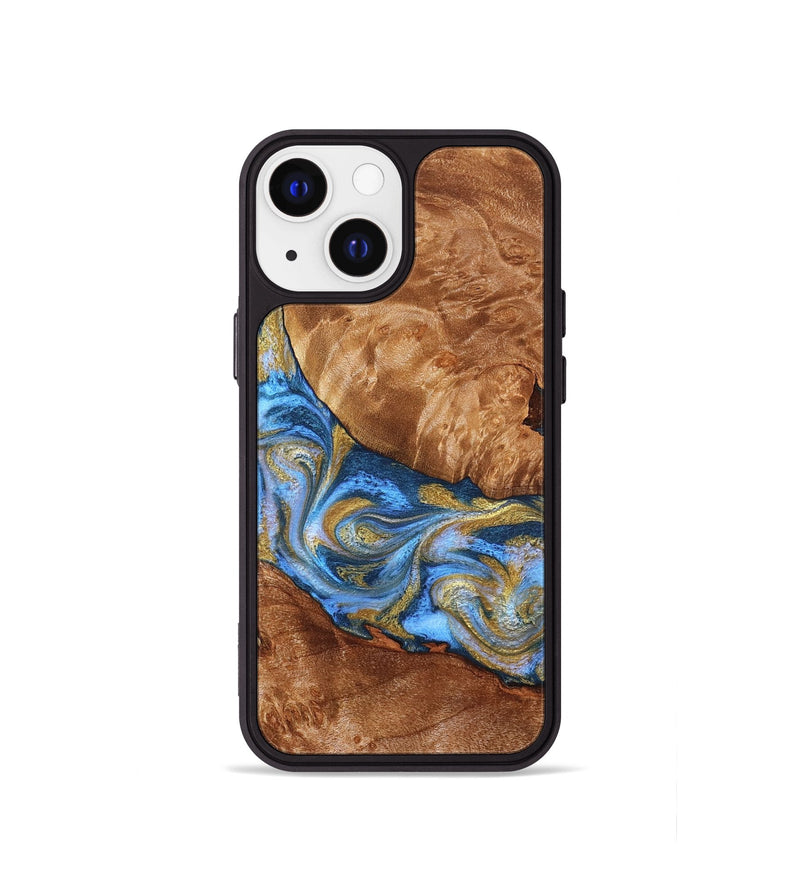 iPhone 13 mini Wood Phone Case - Samir (Teal & Gold, 827053)