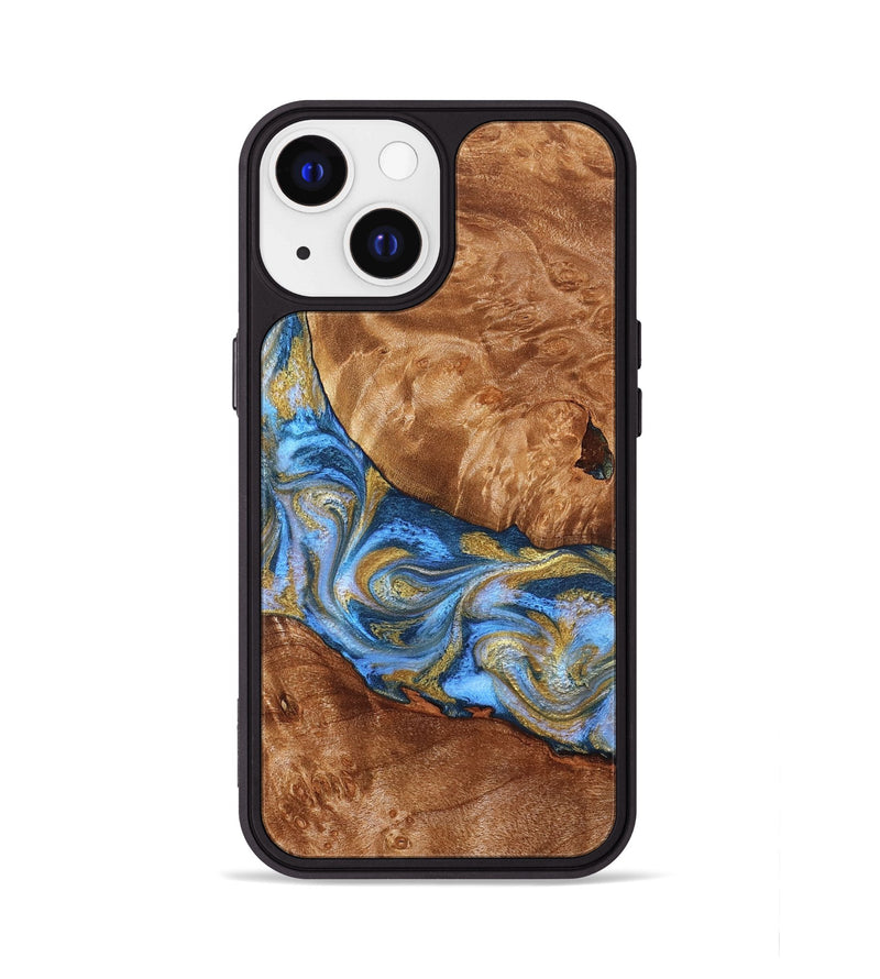 iPhone 13 Wood Phone Case - Samir (Teal & Gold, 827053)
