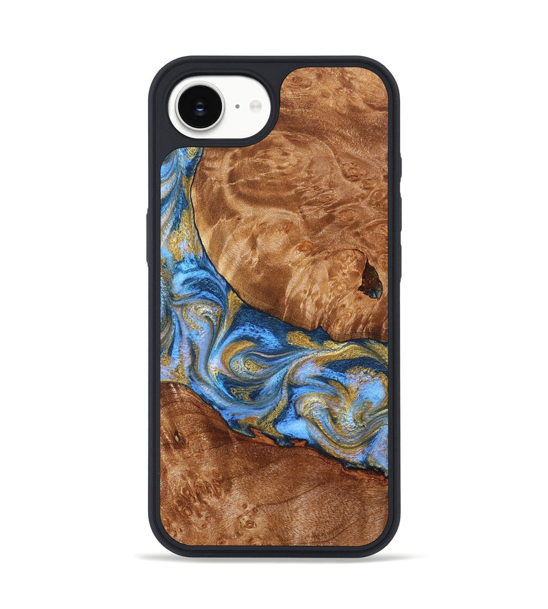 iPhone 17e Wood Phone Case - Samir (Teal & Gold, 827053)