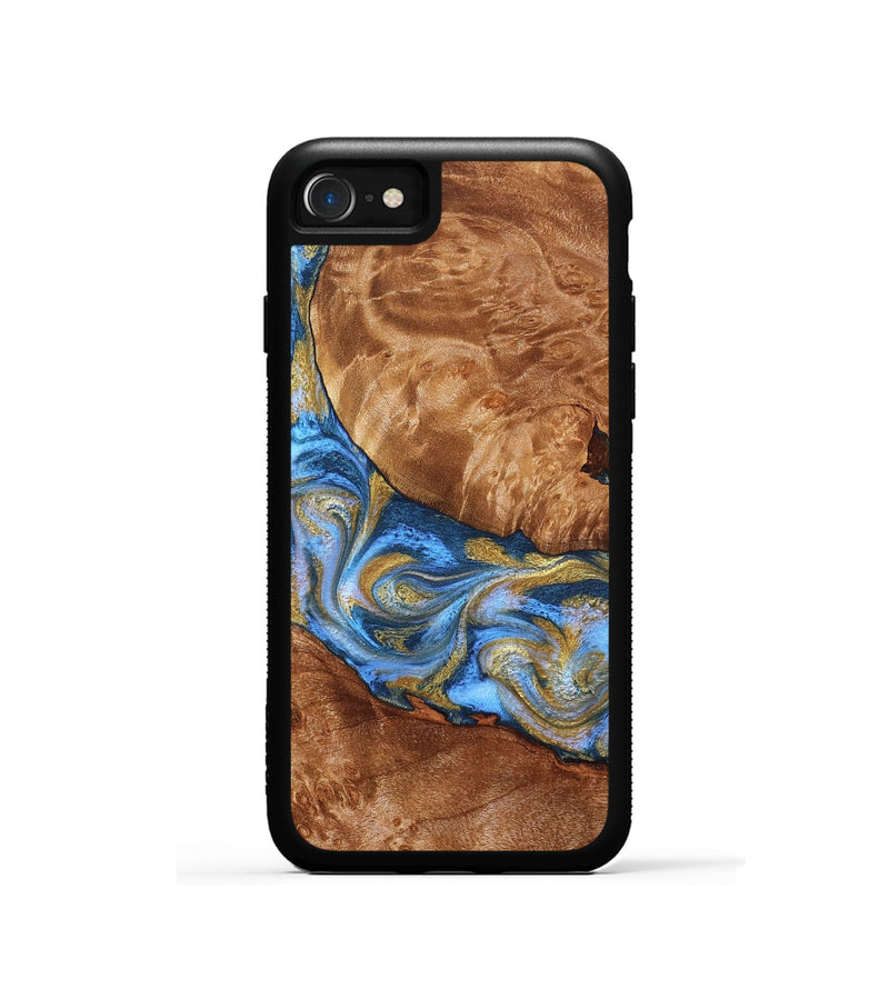 iPhone SE Wood Phone Case - Samir (Teal & Gold, 827053)