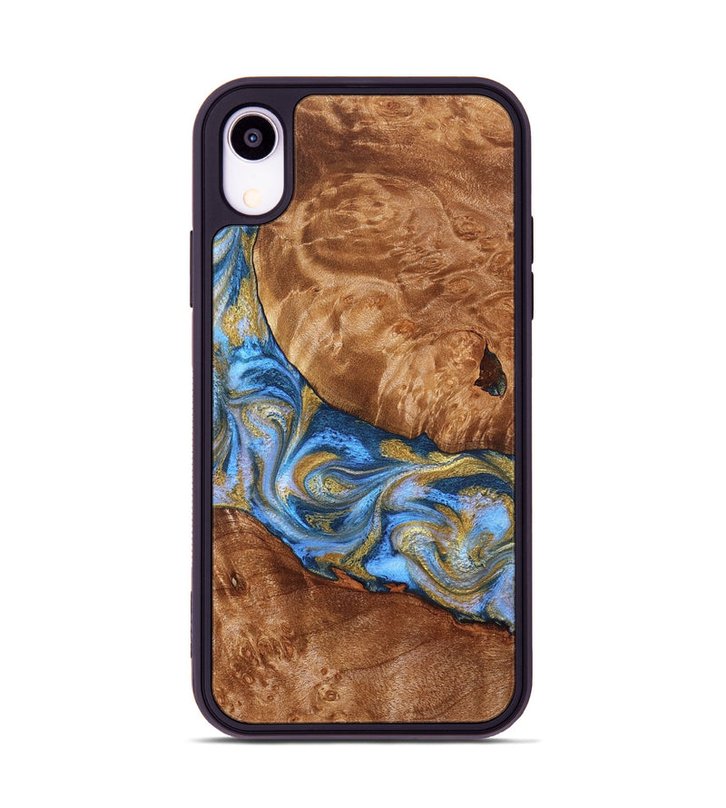 iPhone Xr Wood Phone Case - Samir (Teal & Gold, 827053)