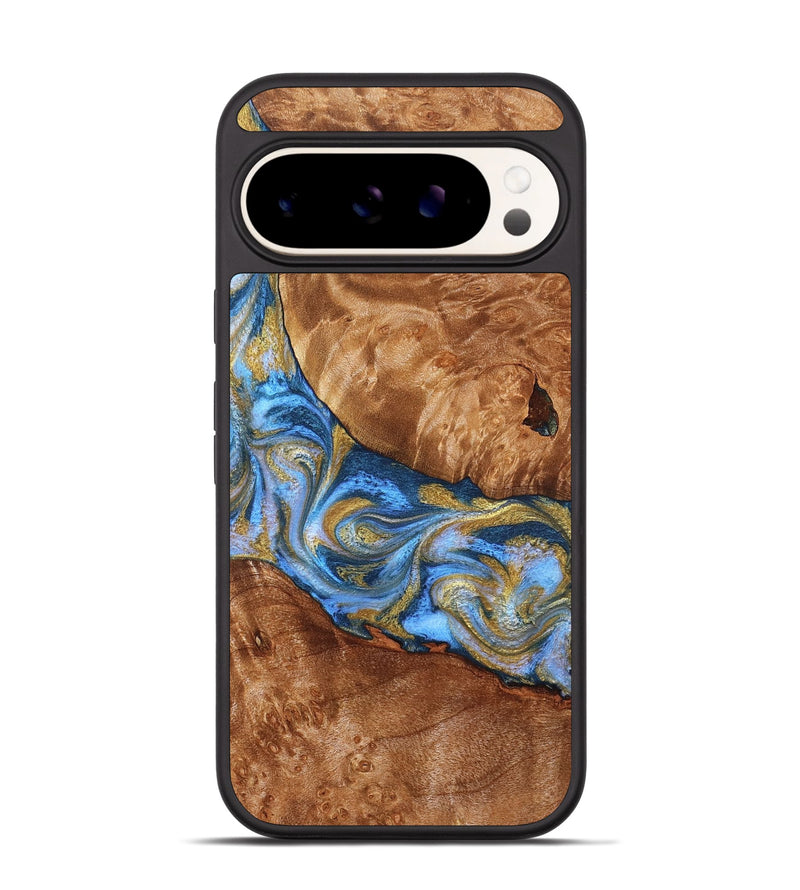 Pixel 9 Pro Wood Phone Case - Samir (Teal & Gold, 827053)