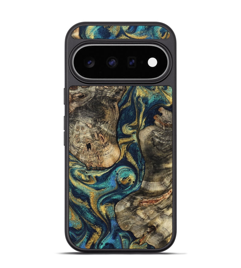 Pixel 11 Pro Wood Phone Case - Newell (Teal & Gold, 827054)