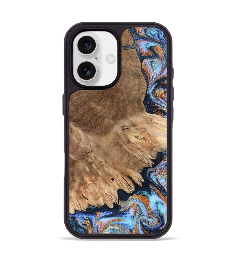 iPhone 17 Wood Phone Case - Torrey (Teal & Gold, 827056)