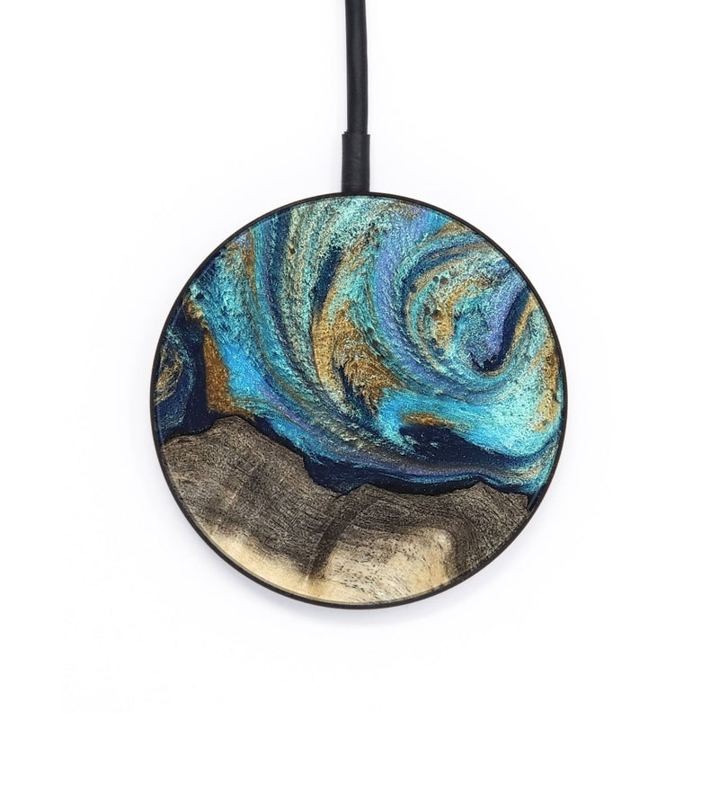 Circle Wood Wireless Charger - Kairo (Teal & Gold, 827057)