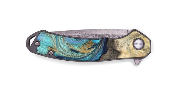 EDC Wood Pocket Knife - Kairo (Teal & Gold, 827057)