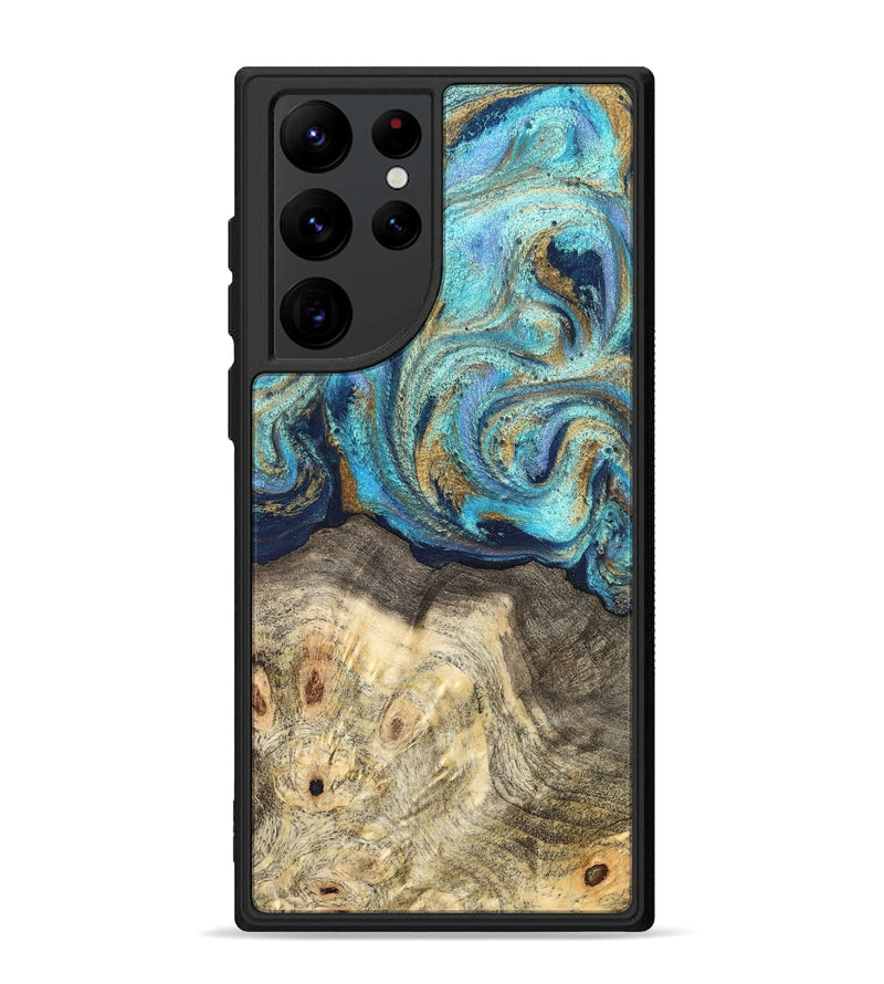 Galaxy S22 Ultra Wood Phone Case - Kairo (Teal & Gold, 827057)