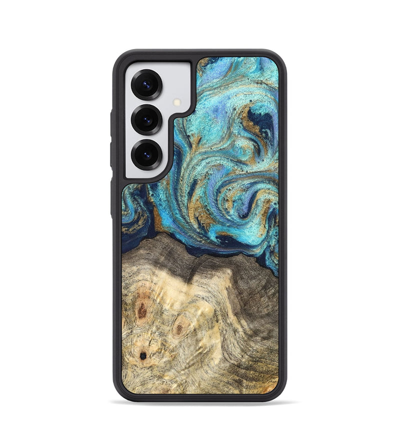 Galaxy S25 Wood Phone Case - Kairo (Teal & Gold, 827057)