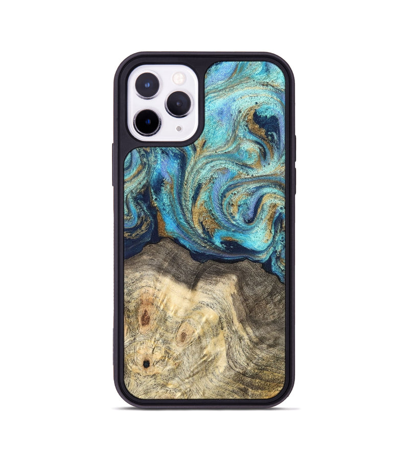 iPhone 11 Pro Wood Phone Case - Kairo (Teal & Gold, 827057)