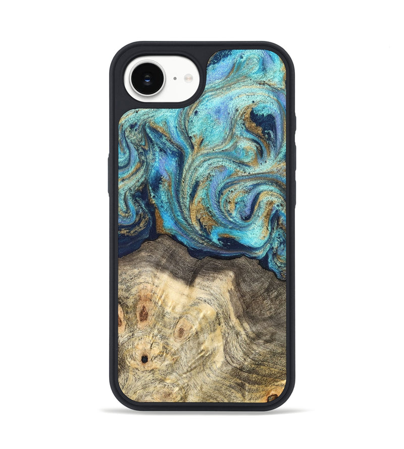 iPhone 17e Wood Phone Case - Kairo (Teal & Gold, 827057)
