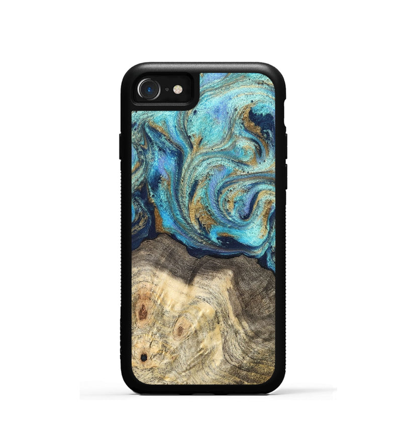 iPhone SE Wood Phone Case - Kairo (Teal & Gold, 827057)