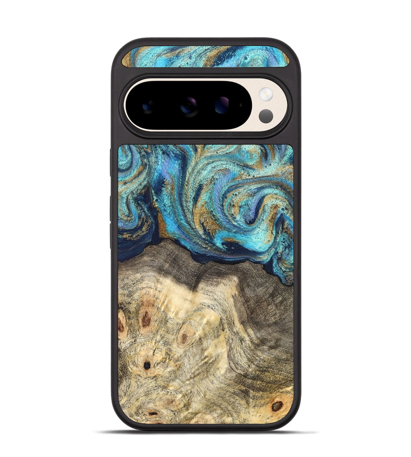 Pixel 10 Wood Phone Case - Kairo (Teal & Gold, 827057)
