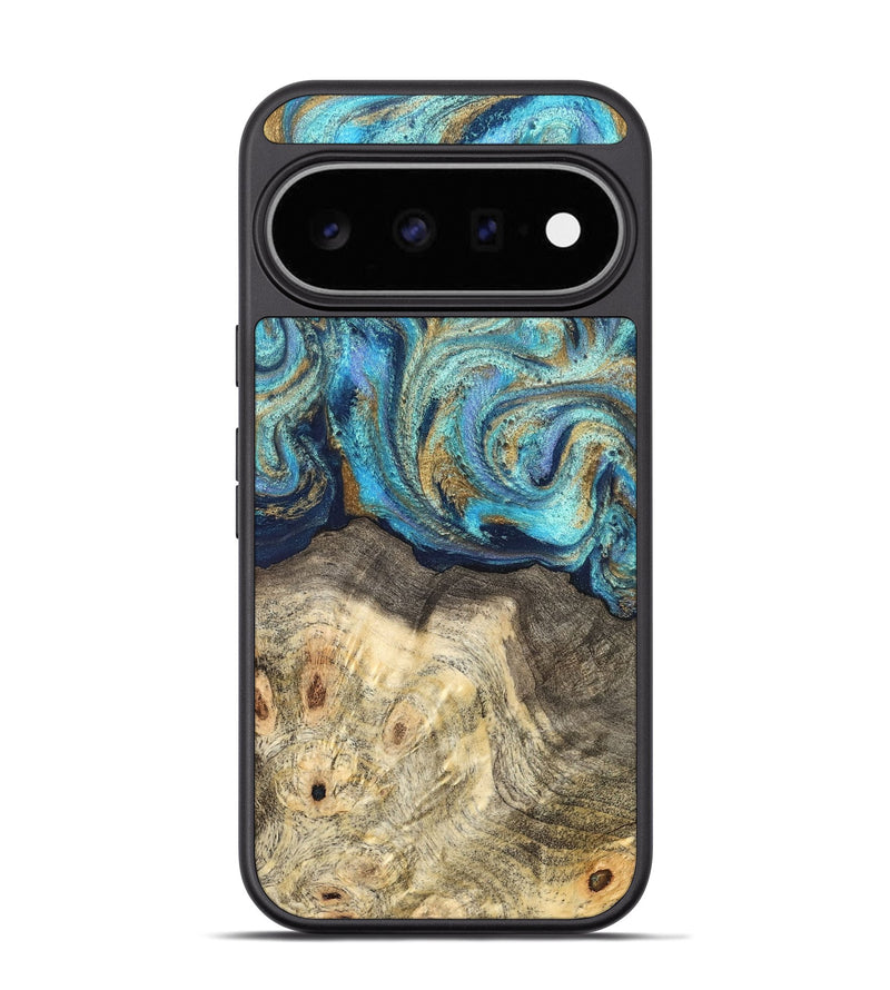 Pixel 11 Pro Wood Phone Case - Kairo (Teal & Gold, 827057)