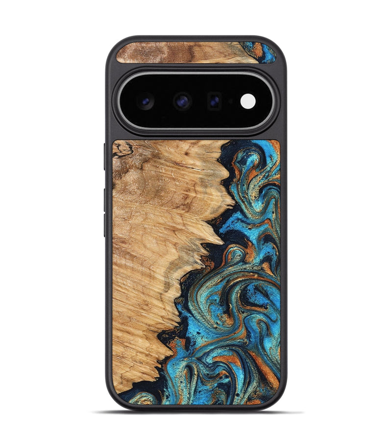 Pixel 11 Pro Wood Phone Case - Margot (Teal & Gold, 827058)