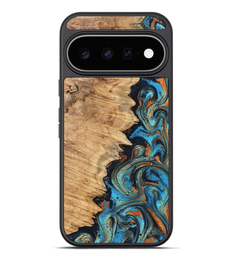 Pixel 11 Pro XL Wood Phone Case - Margot (Teal & Gold, 827058)