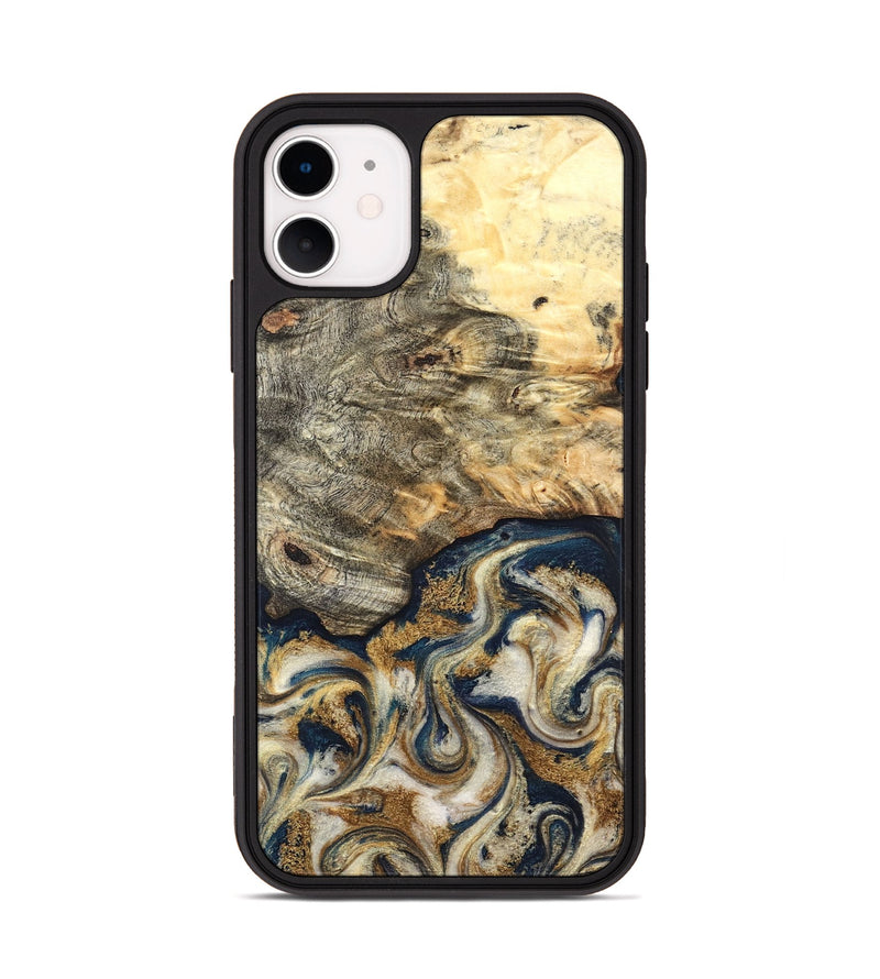 iPhone 11 Wood Phone Case - Bridget (Teal & Gold, 827059)