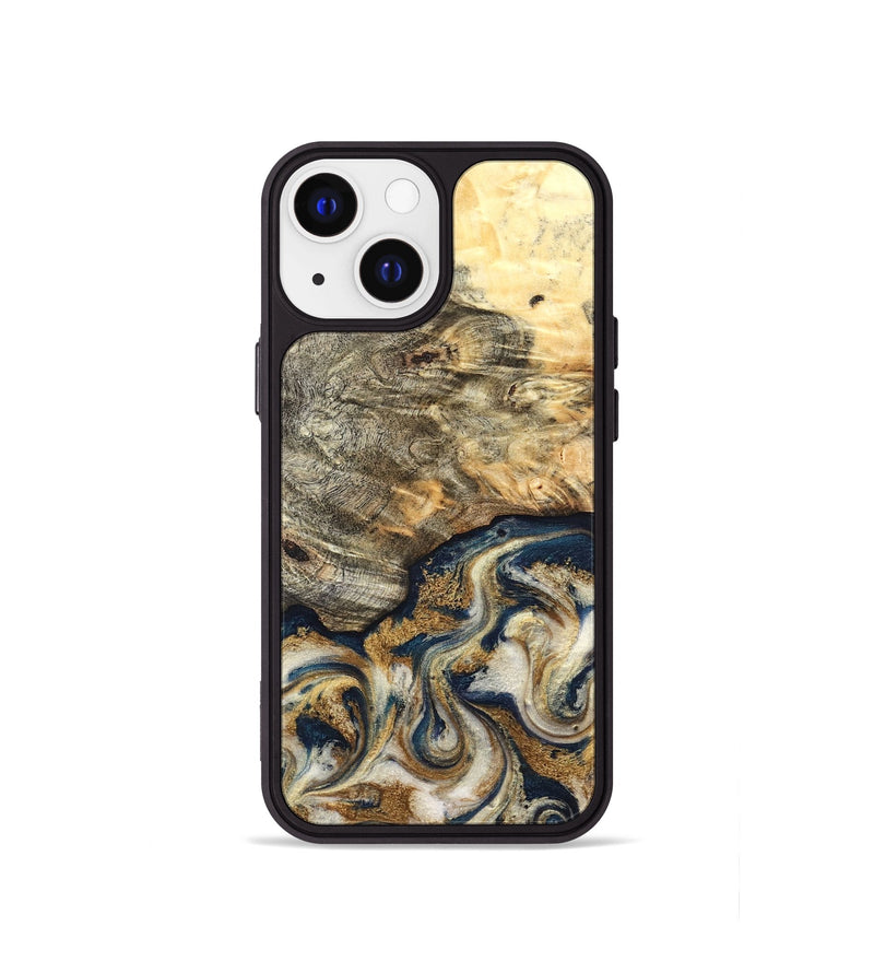 iPhone 13 mini Wood Phone Case - Bridget (Teal & Gold, 827059)