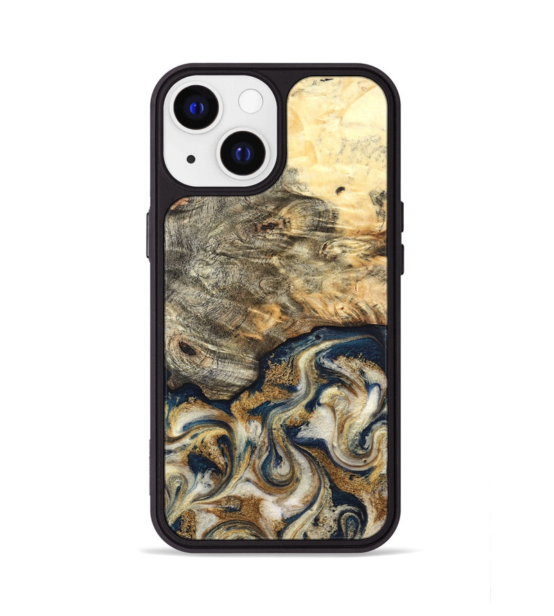iPhone 13 Wood Phone Case - Bridget (Teal & Gold, 827059)