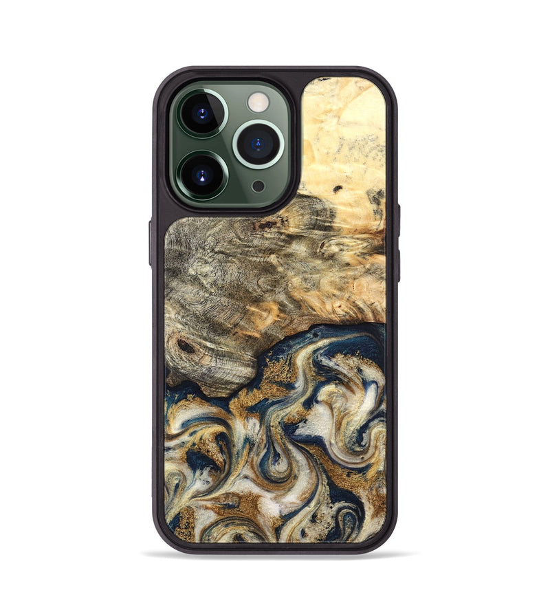 iPhone 13 Pro Wood Phone Case - Bridget (Teal & Gold, 827059)