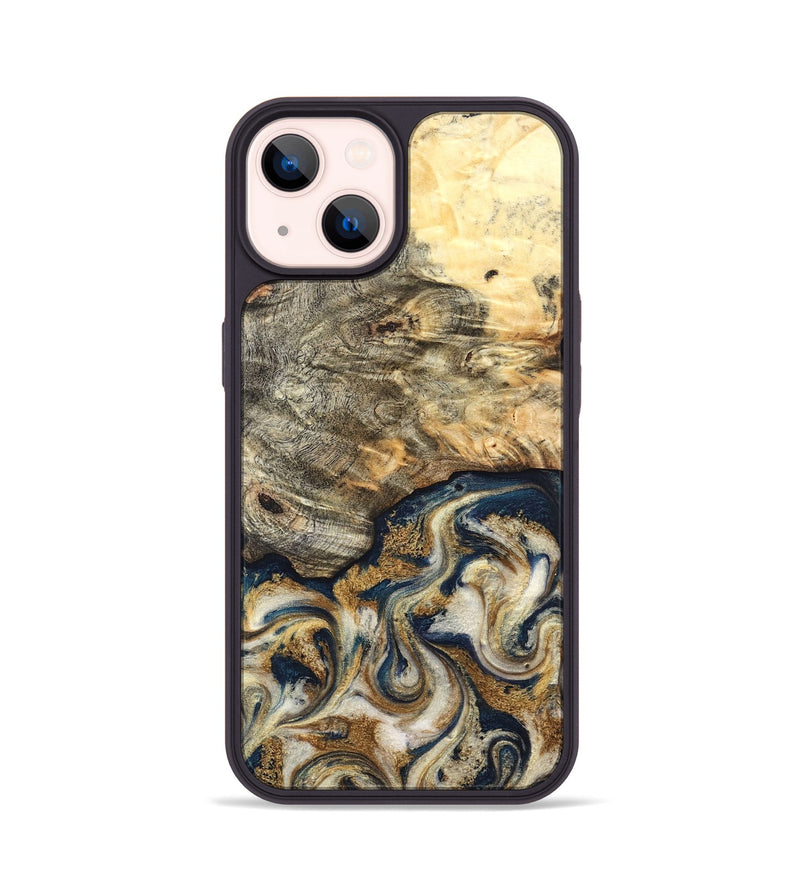 iPhone 14 Wood Phone Case - Bridget (Teal & Gold, 827059)