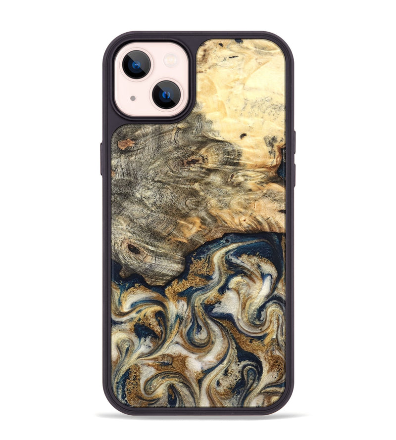 iPhone 14 Plus Wood Phone Case - Bridget (Teal & Gold, 827059)