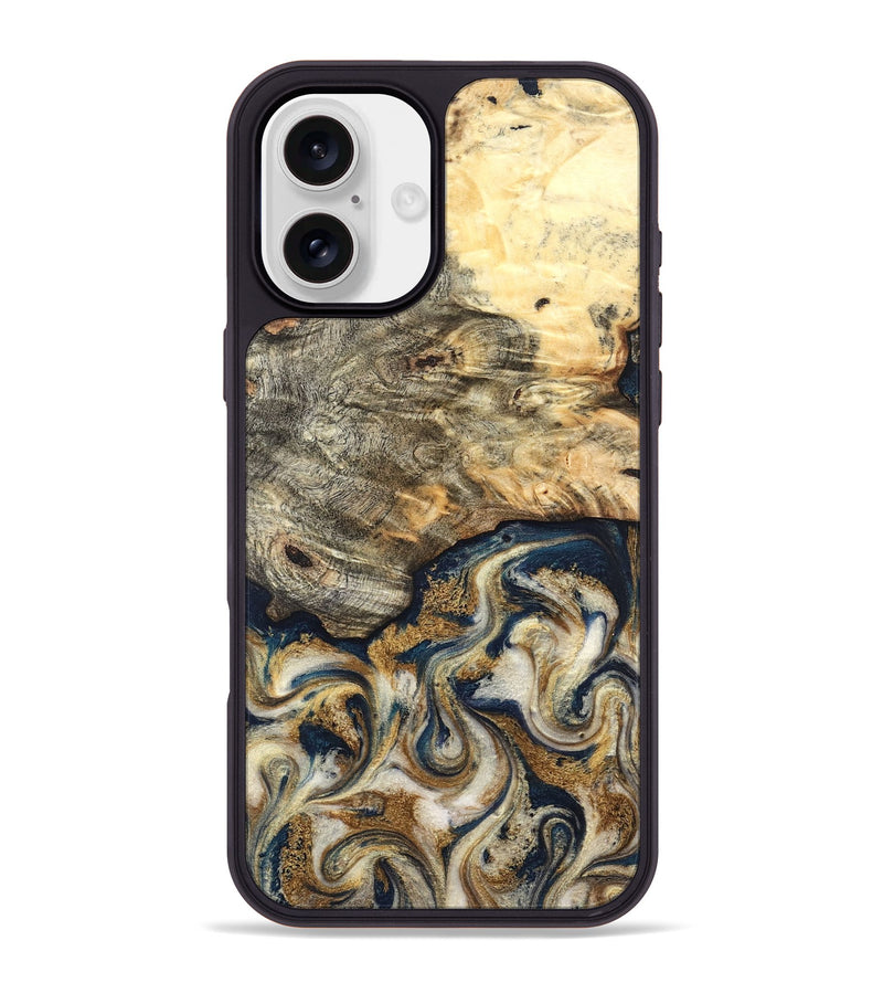 iPhone 16 Plus Wood Phone Case - Bridget (Teal & Gold, 827059)