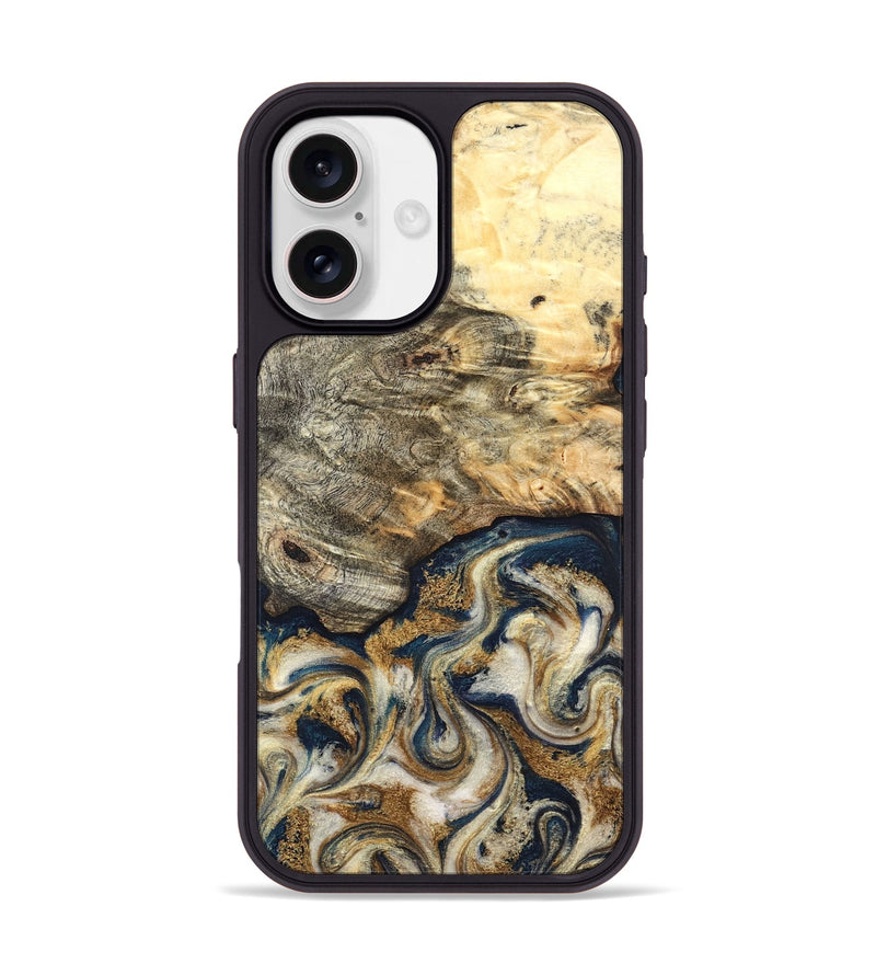 iPhone 17 Wood Phone Case - Bridget (Teal & Gold, 827059)
