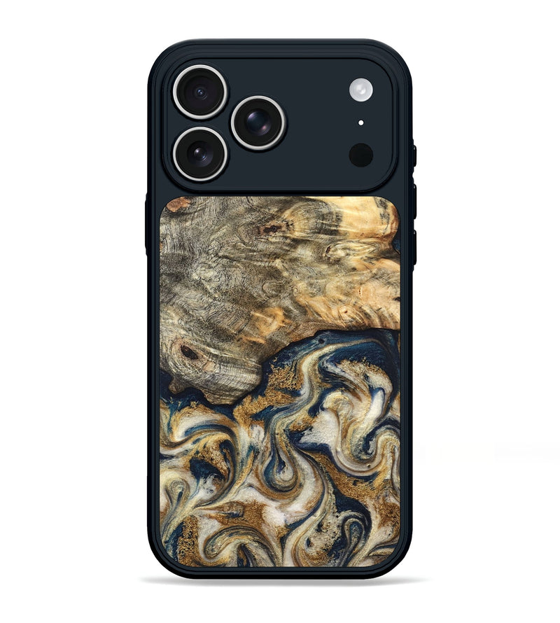 iPhone 17 Pro Max Wood Phone Case - Bridget (Teal & Gold, 827059)