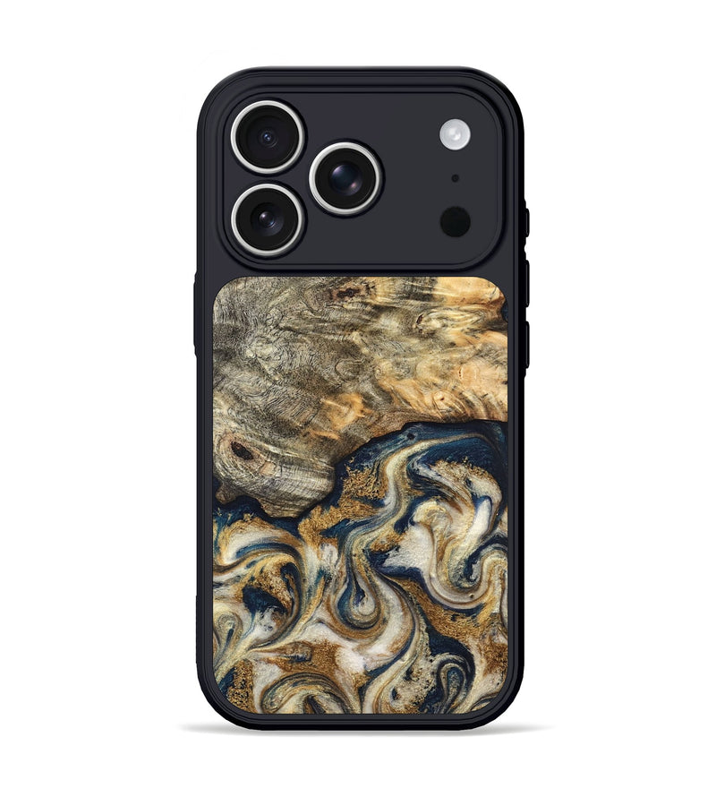 iPhone 17 Pro Wood Phone Case - Bridget (Teal & Gold, 827059)