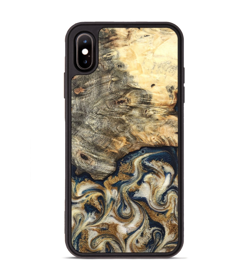iPhone Xs Max Wood Phone Case - Bridget (Teal & Gold, 827059)