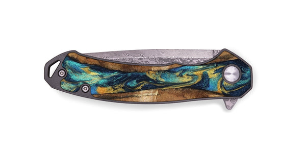EDC Wood Pocket Knife - Sybil (Teal & Gold, 827061)