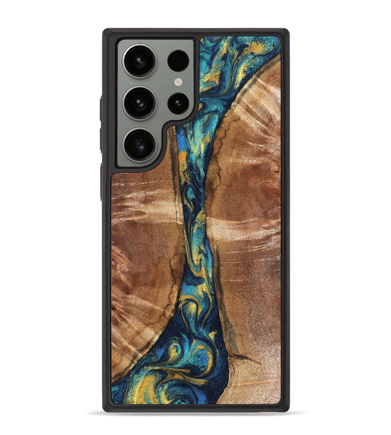 Galaxy S23 Ultra Wood Phone Case - Sybil (Teal & Gold, 827061)