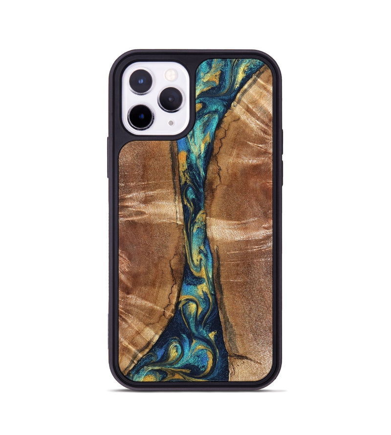 iPhone 11 Pro Wood Phone Case - Sybil (Teal & Gold, 827061)
