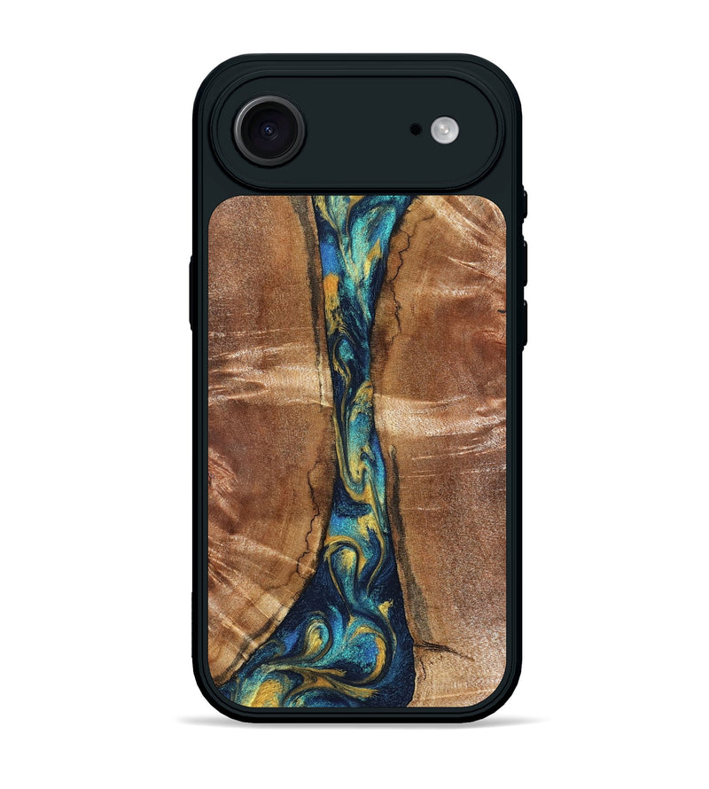 iPhone 17 Air Wood Phone Case - Sybil (Teal & Gold, 827061)