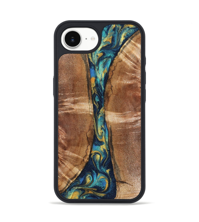 iPhone 17e Wood Phone Case - Sybil (Teal & Gold, 827061)