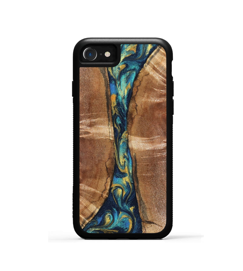 iPhone SE Wood Phone Case - Sybil (Teal & Gold, 827061)