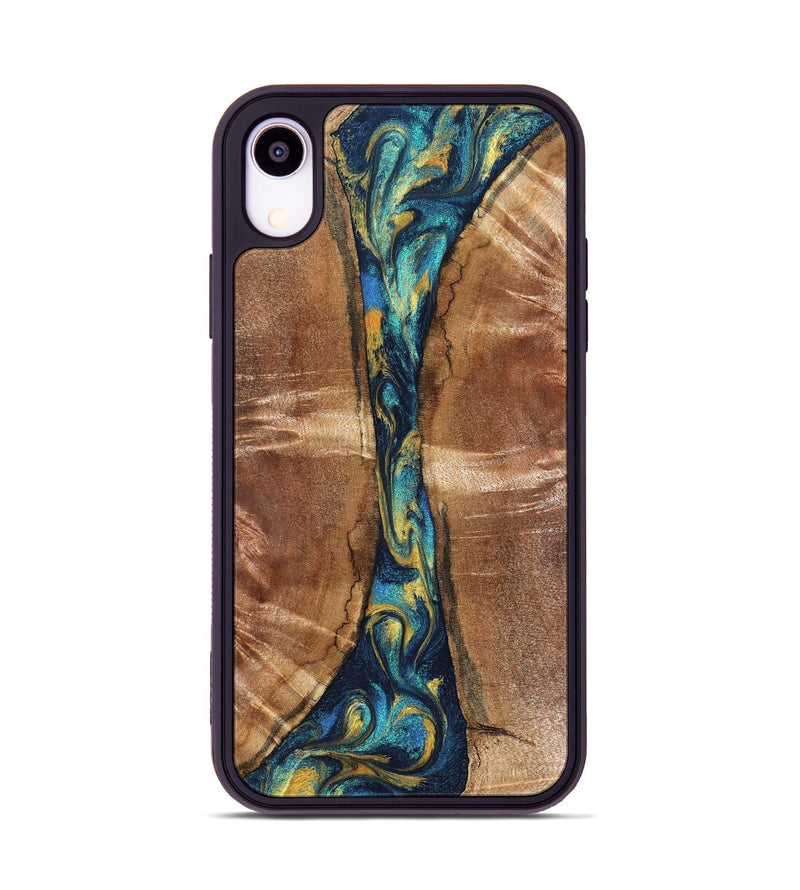 iPhone Xr Wood Phone Case - Sybil (Teal & Gold, 827061)