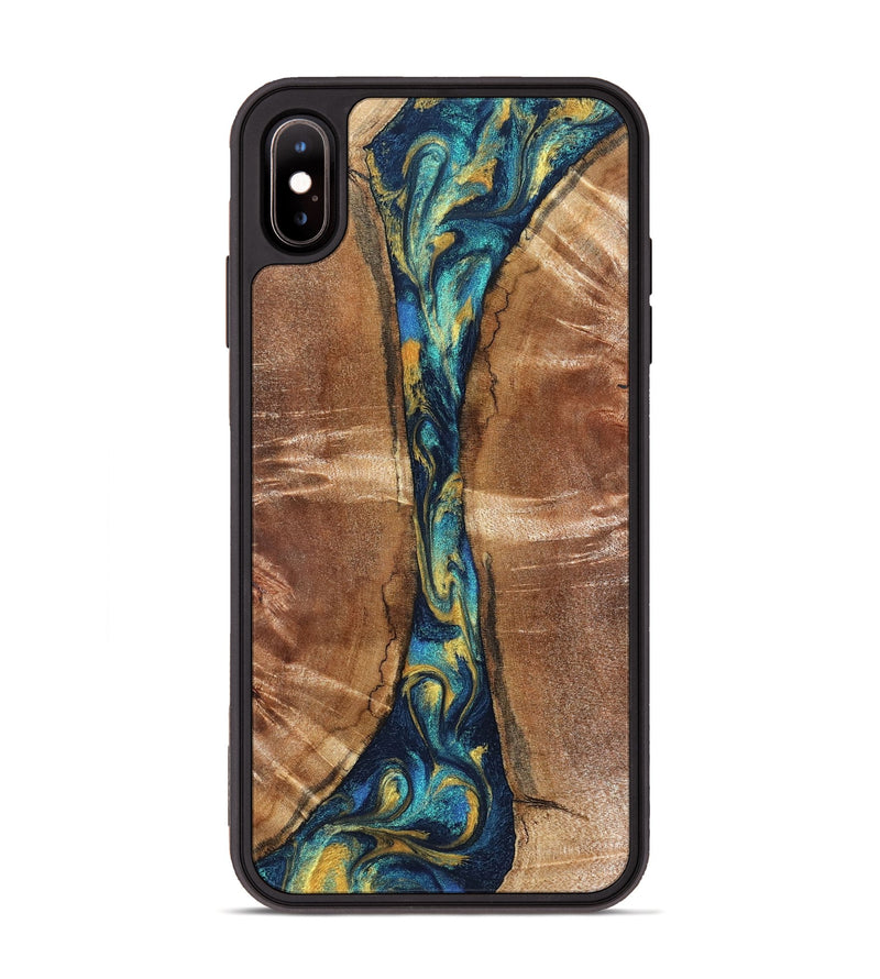 iPhone Xs Max Wood Phone Case - Sybil (Teal & Gold, 827061)