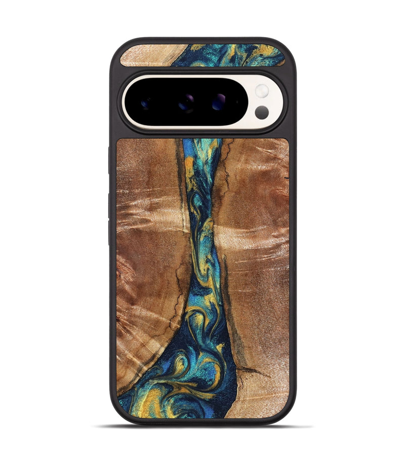 Pixel 9 Pro Wood Phone Case - Sybil (Teal & Gold, 827061)