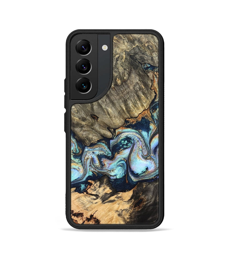 Galaxy S22 Wood Phone Case - German (Teal & Gold, 827062)