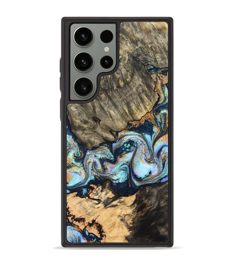 Galaxy S23 Ultra Wood Phone Case - German (Teal & Gold, 827062)