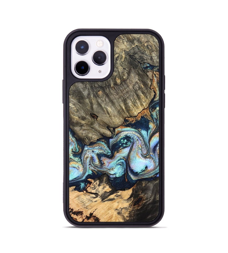 iPhone 11 Pro Wood Phone Case - German (Teal & Gold, 827062)