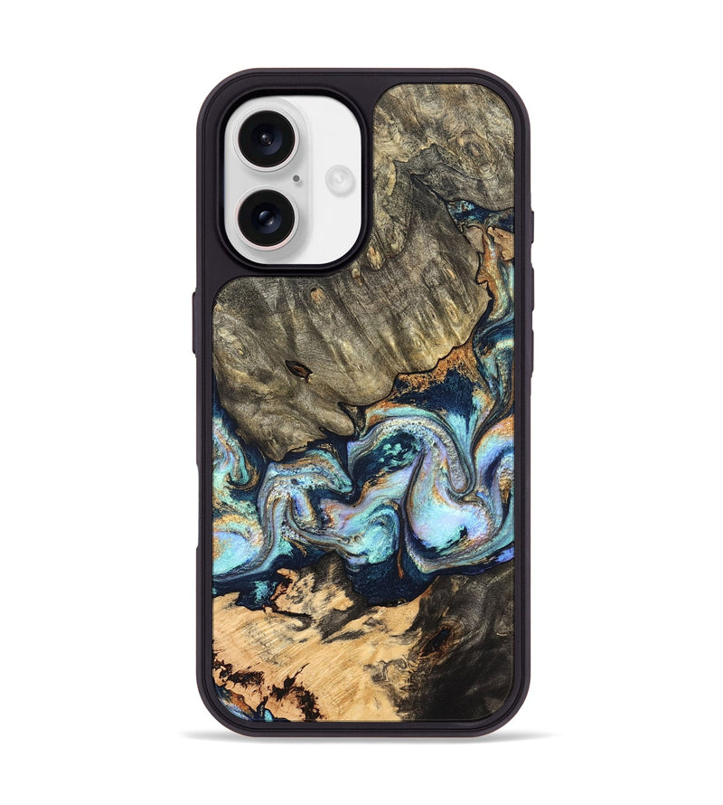iPhone 17 Wood Phone Case - German (Teal & Gold, 827062)