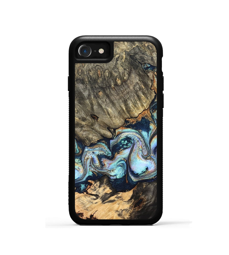 iPhone SE Wood Phone Case - German (Teal & Gold, 827062)