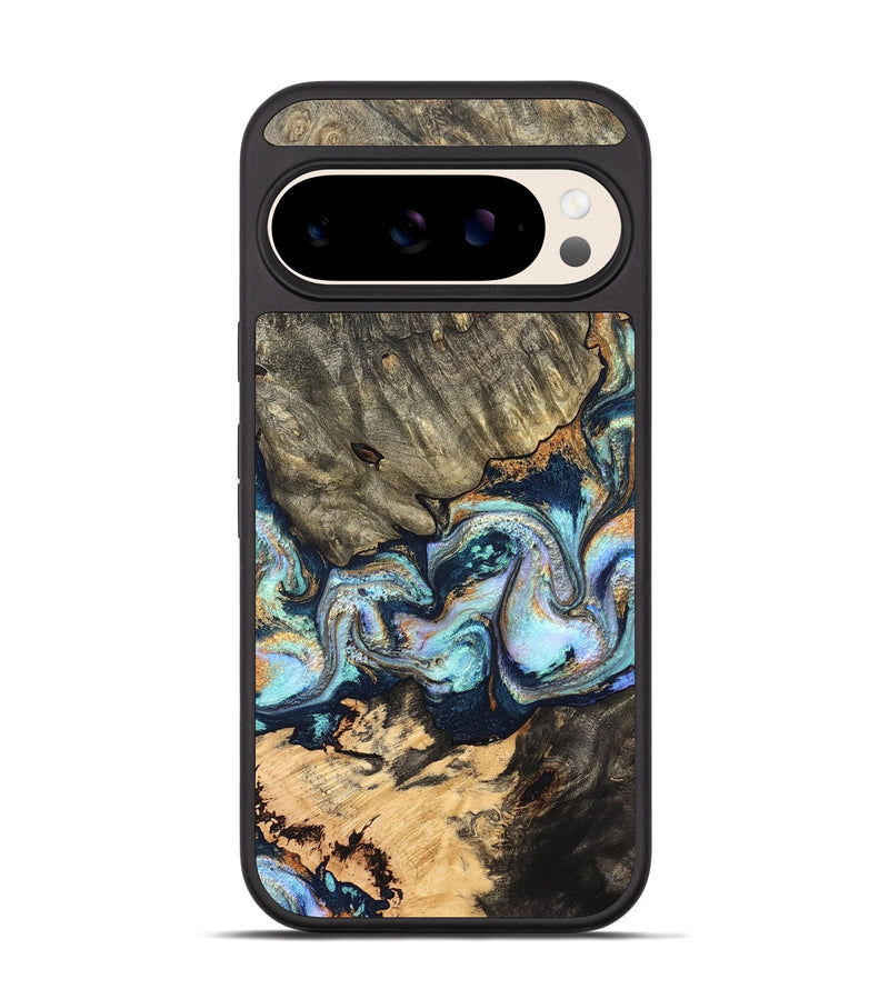 Pixel 10 Wood Phone Case - German (Teal & Gold, 827062)