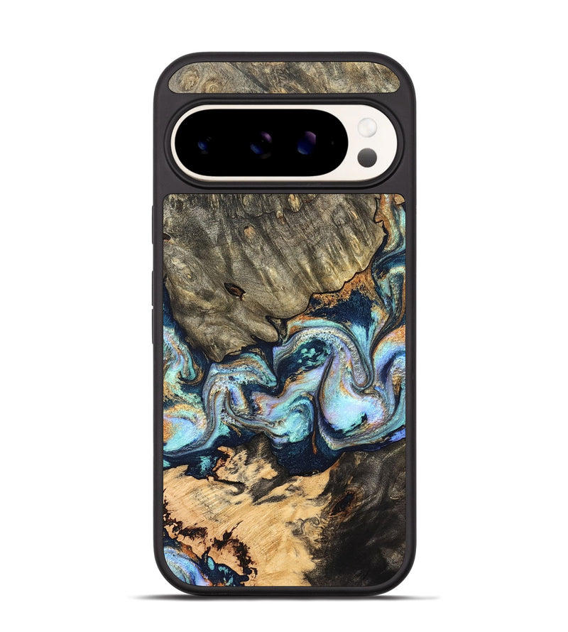 Pixel 9 Pro Wood Phone Case - German (Teal & Gold, 827062)