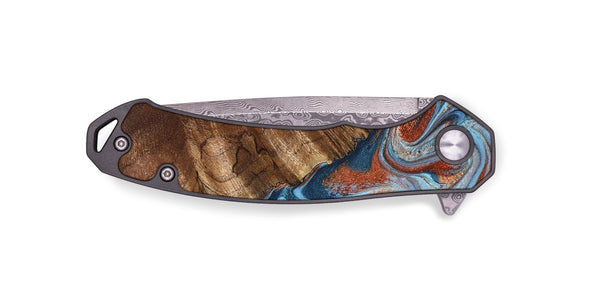EDC Wood Pocket Knife - Iker (Teal & Gold, 827063)