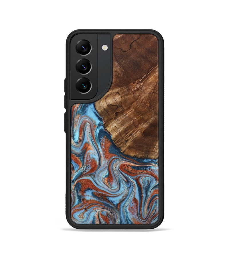 Galaxy S22 Wood Phone Case - Iker (Teal & Gold, 827063)